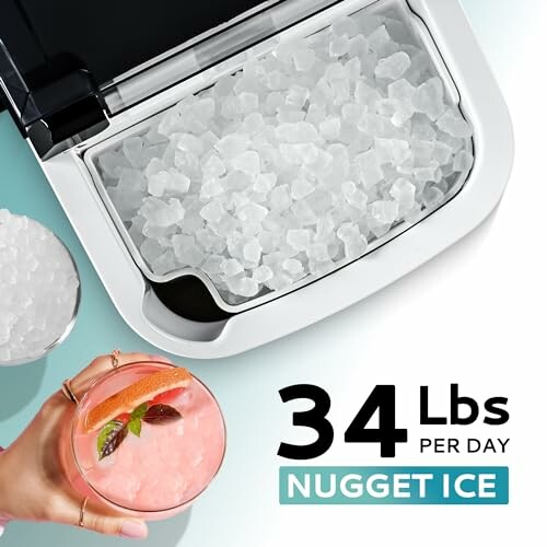 Nugget ice maker with ice and drink